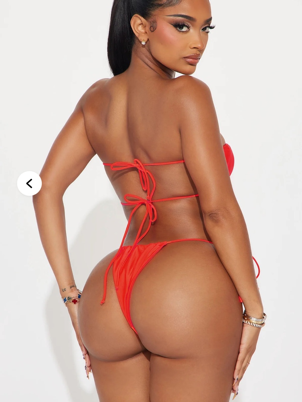 Fashion Nova Red Ruched String Bikini Set - Picture 3 of 5